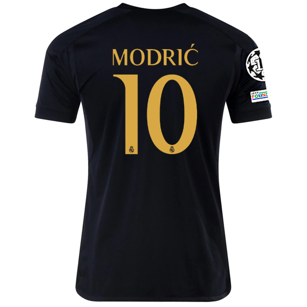 adidas Real Madrid Luka Modric Third Jersey w/ Champions League + Club World Cup Patch 23/24 (Core Black)