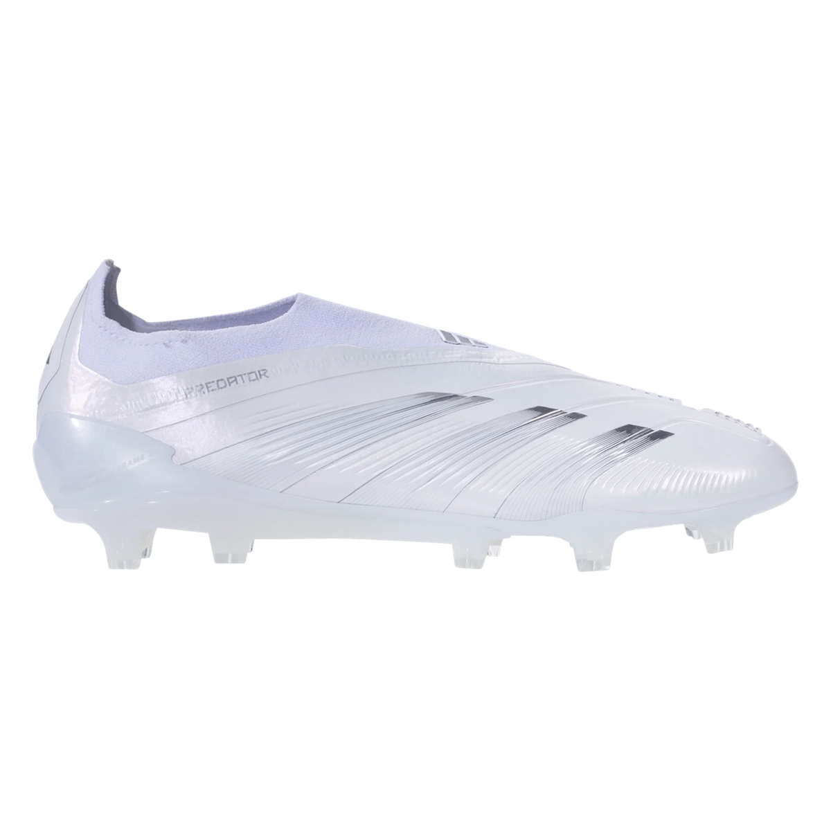 adidas Predator 24 Elite Laceless Firm Ground Soccer Cleats (White/Silver Metallic)