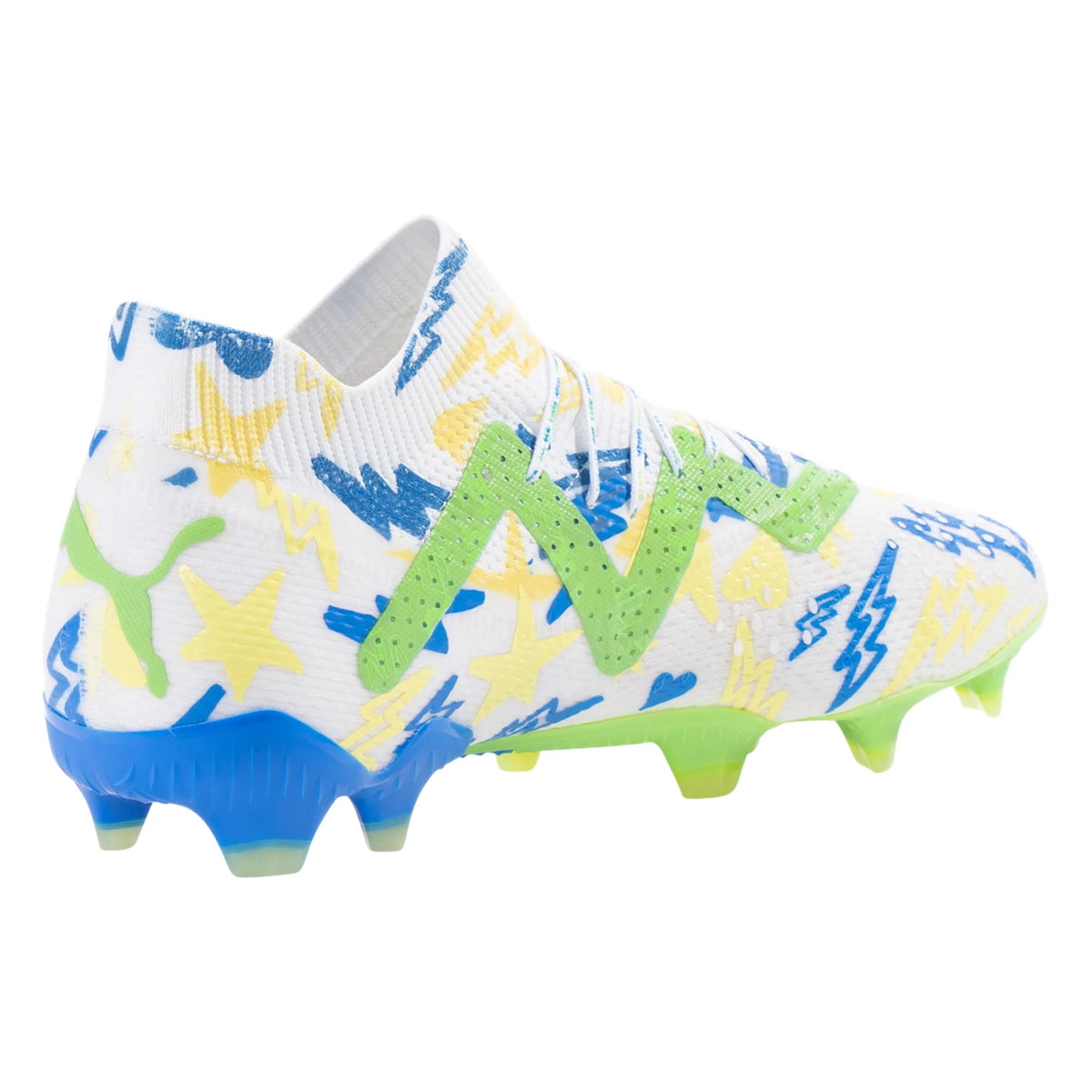 Puma Future Ultimate X Neymar Jr FG/AG Soccer Cleats (Puma White/Racing Blue/Parakeet Green)