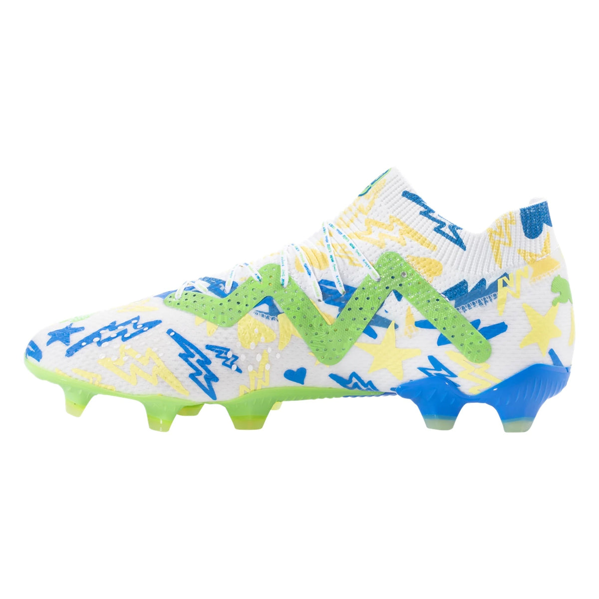 Puma Future Ultimate X Neymar Jr FG/AG Soccer Cleats (Puma White/Racing Blue/Parakeet Green)