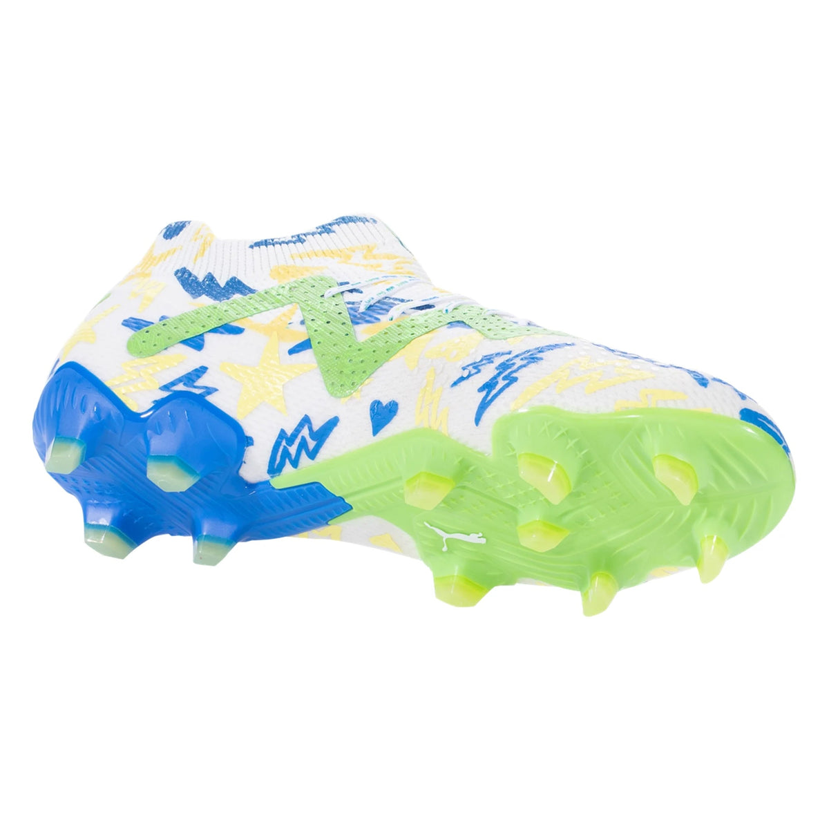 Puma Future Ultimate X Neymar Jr FG/AG Soccer Cleats (Puma White/Racing Blue/Parakeet Green)