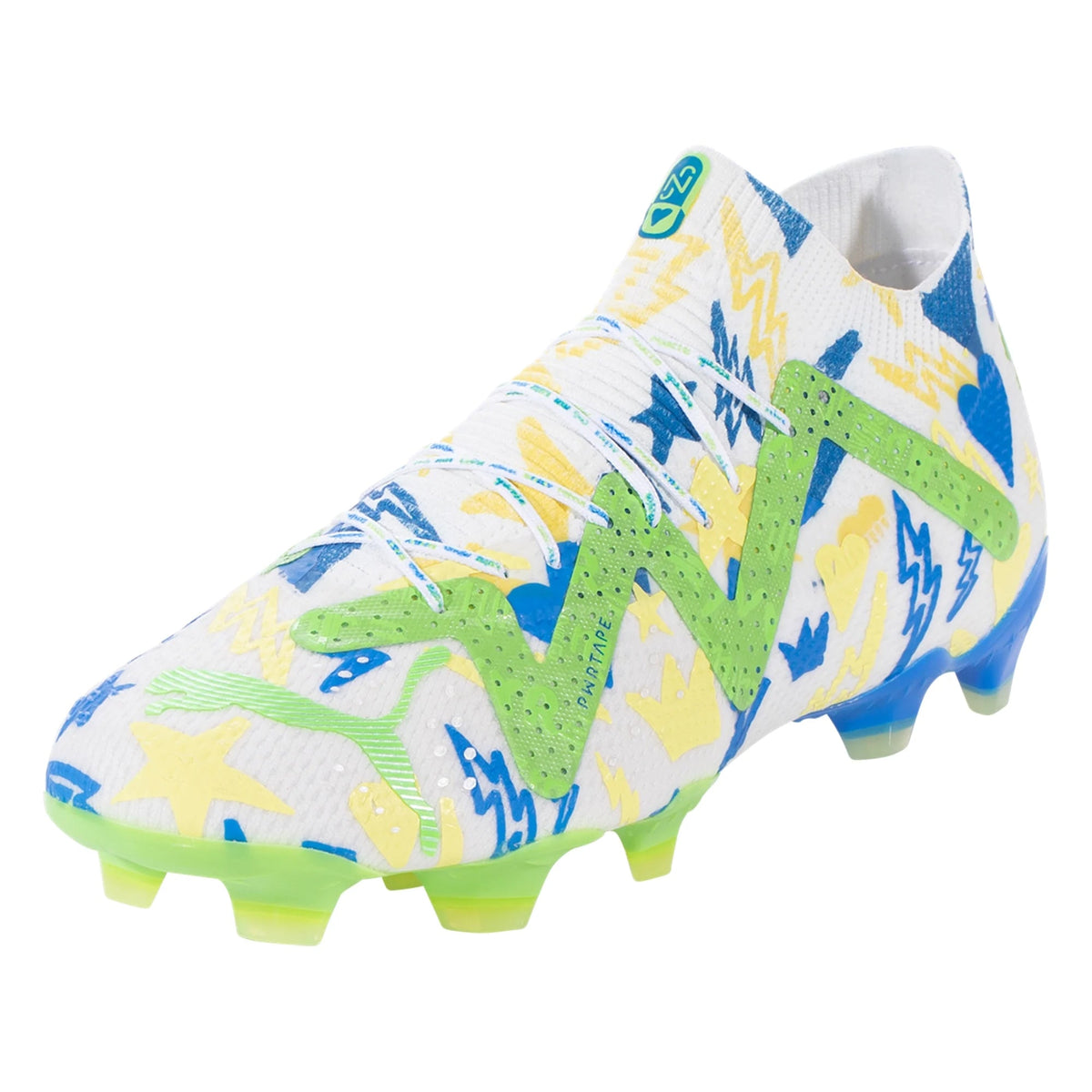 Puma Future Ultimate X Neymar Jr FG/AG Soccer Cleats (Puma White/Racing Blue/Parakeet Green)