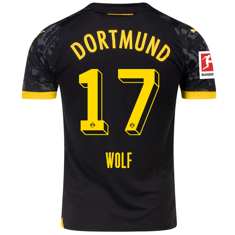 Puma Borussia Dortmund Marius Wolf Away Jersey w/ Bundesliga Patch 23/24 (Puma Black/Cyber Yellow)