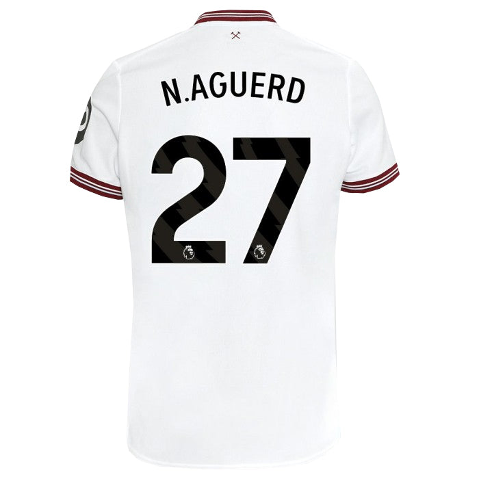 Umbro West Ham Aguerd Away Jersey w/ EPL + No Room For Racism Patches 23/24 (White)