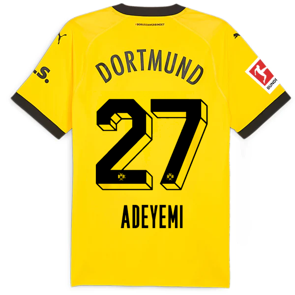 Puma Borussia Dortmund Authentic Karim Adeyemi Home Jersey w/ Bundesliga Patch 23/24 (Cyber Yellow/Puma Black)