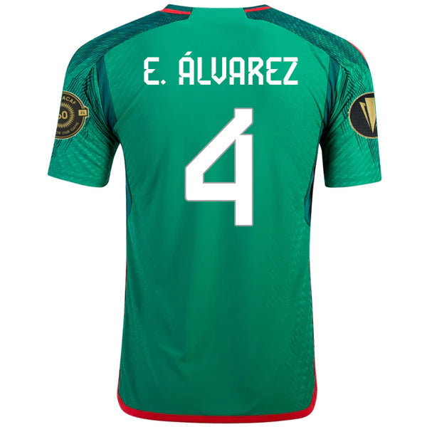 adidas Mexico Edson Álvarez Authentic Home Jersey w/ Gold Cup Patches 22/23 (Vivid Green)