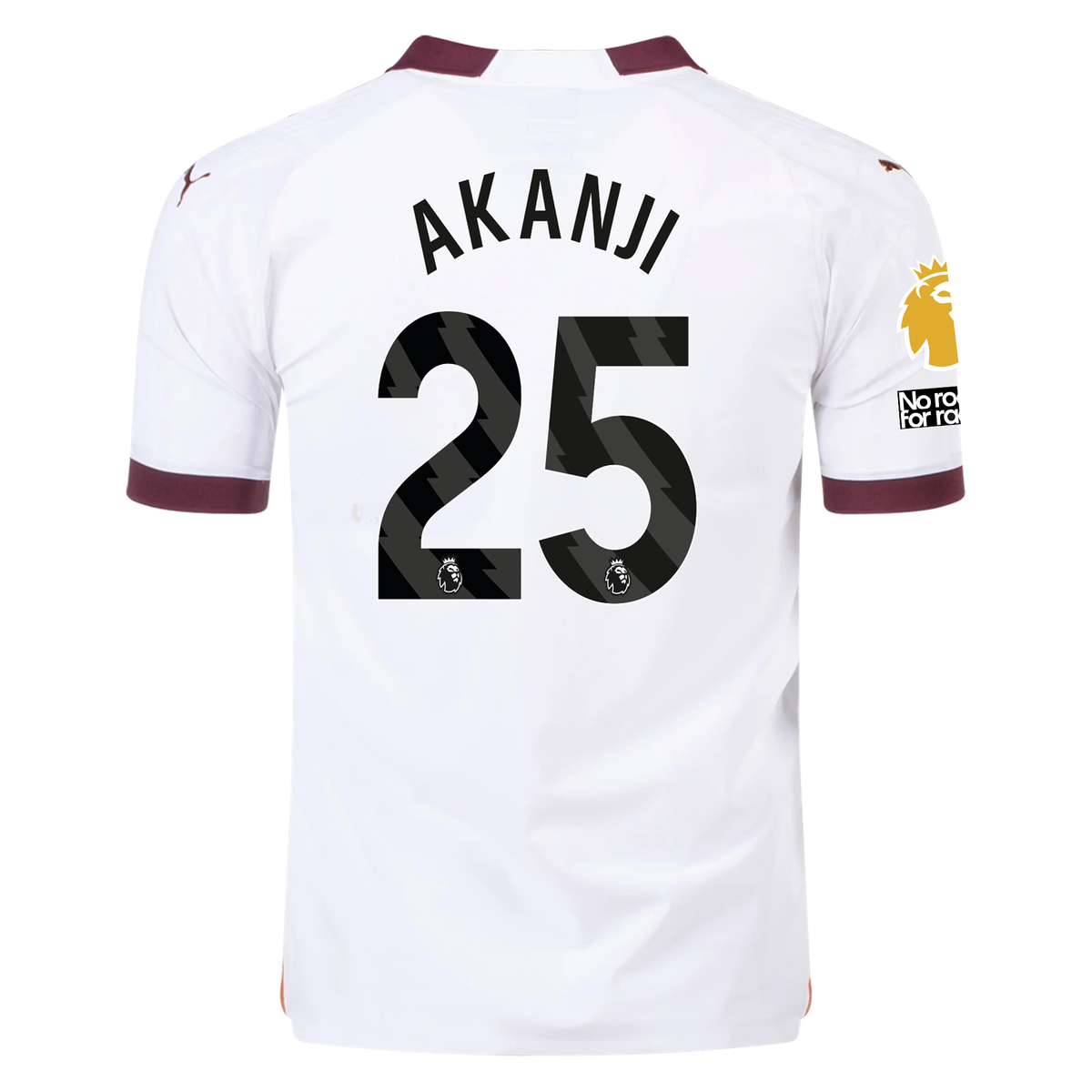 Puma Manchester City Authentic Akanji Away Jersey w/ EPL + No Room For Racism + Club World Cup Patches 23/24 (Puma White/Aubergine)