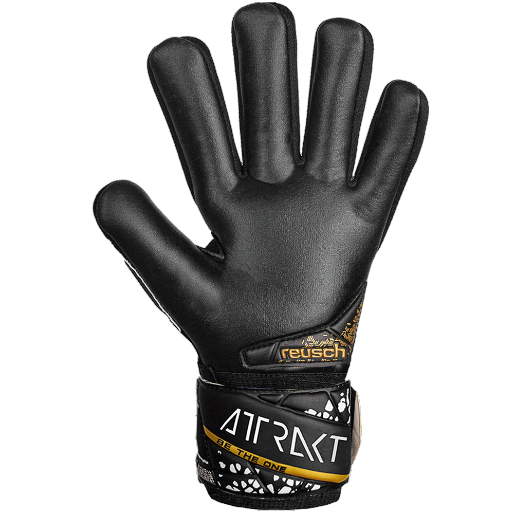 Reusch Jr. Attrakt Silver NC Finger Support Goalkeeper Glove (Black/Gold/White)