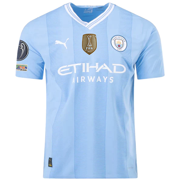 Puma Manchester City Authentic Kyle Walker Home Jersey w/ Champions League + Club World Cup Patches 23/24 (Team Light Blue/Puma White)