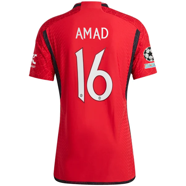 adidas Manchester United Authentic Amad Diallo Home Jersey 23/24 w/ Champions League Patches (Team College Red)