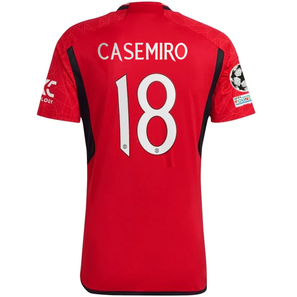 adidas Manchester United Authentic Casemiro Home Jersey 23/24 w/ Champions League Patches (Team College Red)