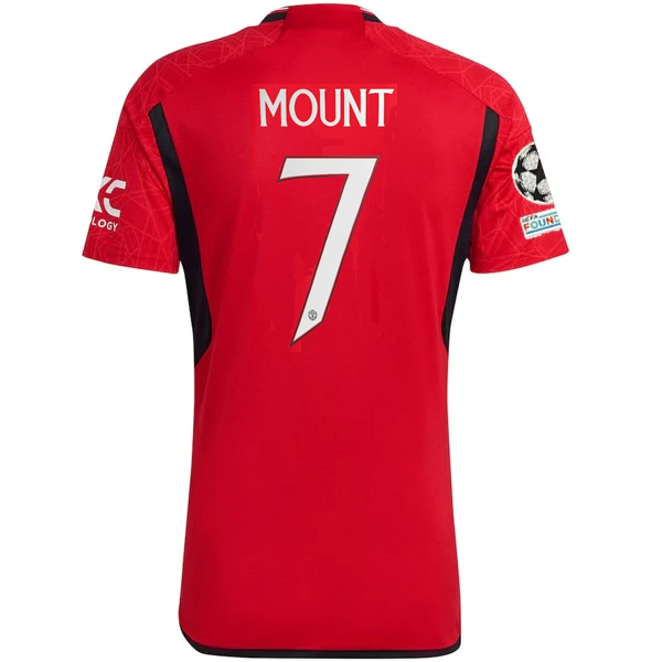 adidas Manchester United Authentic Mason Mount Home Jersey 23/24 w/ Champions League Patches (Team College Red)