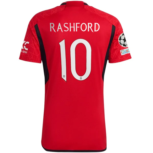 adidas Manchester United Authentic Marcus Rashford Home Jersey 23/24 w/ Champions League Patches (Team College Red)