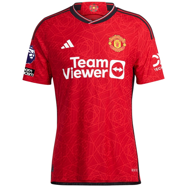 adidas Manchester United Authenitc Tyrell Malacia Home Jersey 23/24 w/ EPL + No Room For Racism Patches (Team College Red)