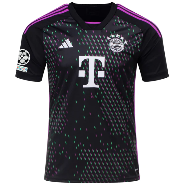 adidas Bayern Munich Kingsley Coman Away Jersey w/ Champions League Patches 23/24 (Black)