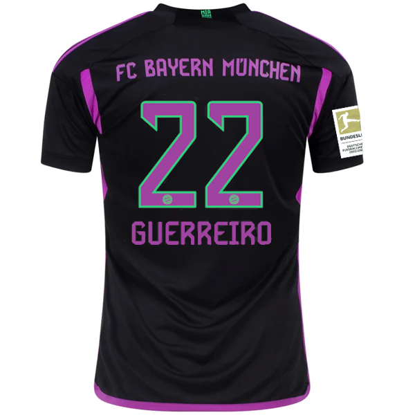 adidas Bayern Munich Raphaël Guerreiro Away Jersey w/ Bundesliga Champions Patch 23/24 (Black)