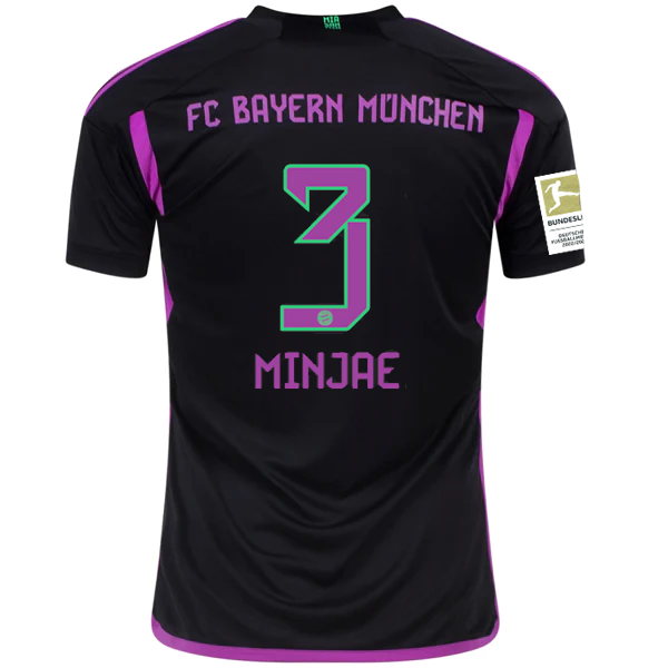 adidas Bayern Munich Kim Min-jae Away Jersey w/ Bundesliga Champions Patch 23/24 (Black)