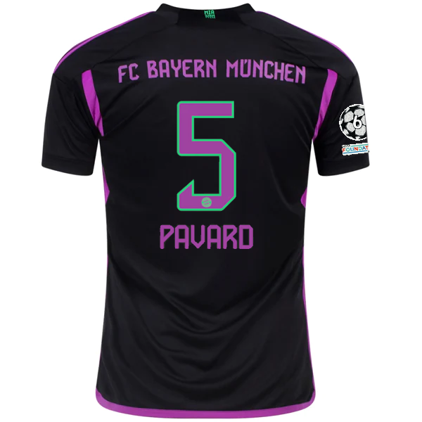 adidas Bayern Munich Benjamin Pavard Away Jersey w/ Champions League Patches 23/24 (Black)