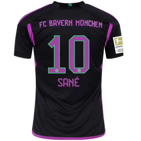 adidas Bayern Munich Leroy Sané Away Jersey w/ Bundesliga Champions Patch 23/24 (Black)