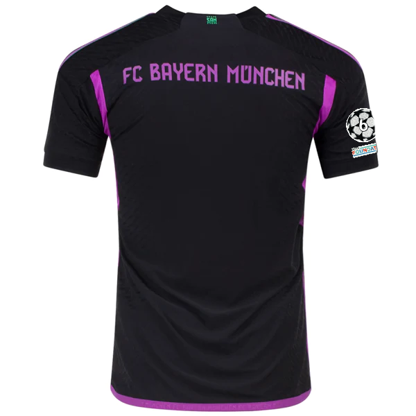 adidas Bayern Munich Authentic Away Jersey w/ Champions League Patches 23/24 (Black)