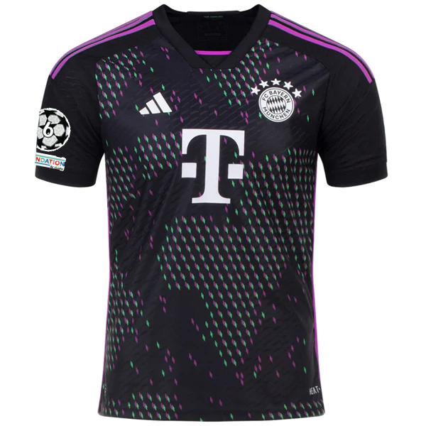 adidas Bayern Munich Authentic Konrad Laimer Away Jersey w/ Champions League Patches 23/24 (Black)