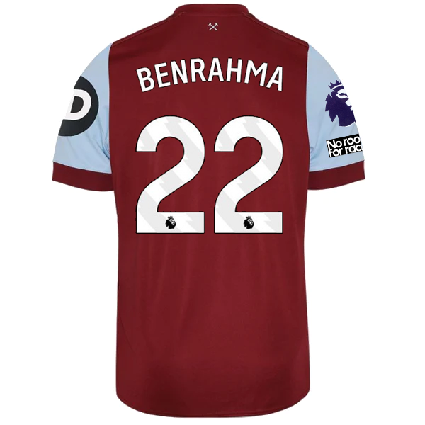 Umbro West Ham United Saïd Benrahma Home Jersey w/ EPL + No Room For Racism Patches 23/24 (Claret/Blue)