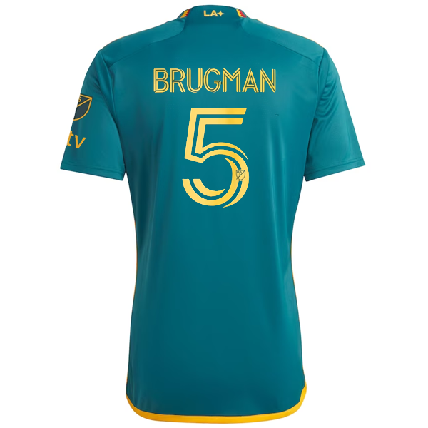 adidas LA Galaxy Brugman Away Jersey w/ MLS + Apple TV Patches 23/24 (Green/Yellow)