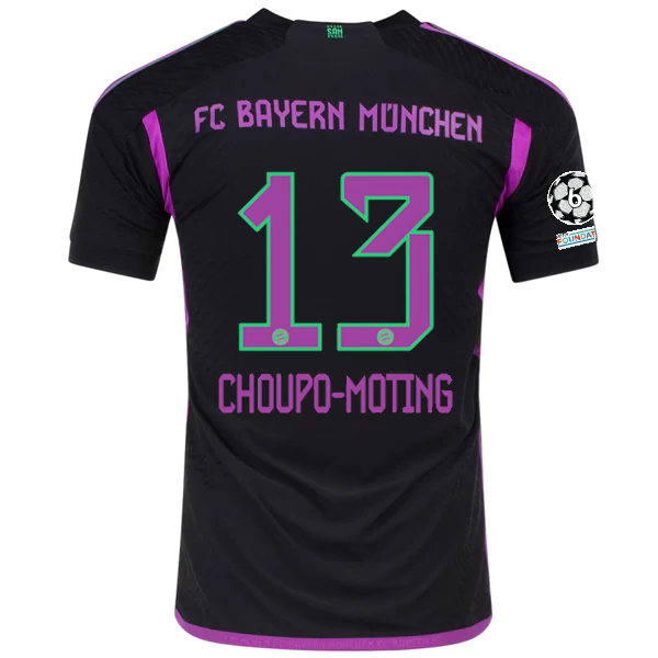 adidas Bayern Munich Authentic Eric Maxim Choupo-Moting Away Jersey w/ Champions League Patches 23/24 (Black)