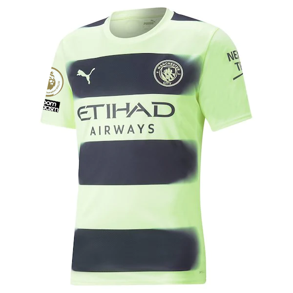 Puma Manchester City Kevin De Bruyne Third Jersey w/ EPL + No Room For Racism Patches 22/23 (Fizzy Light/Parisian Night)