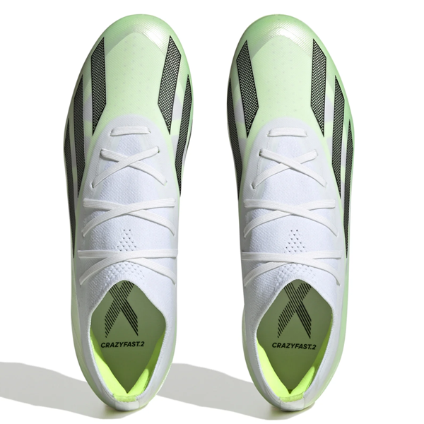 adidas X Crazyfast.2 Firm Ground Soccer Cleats (White/Core Black/Lucid Lemon)