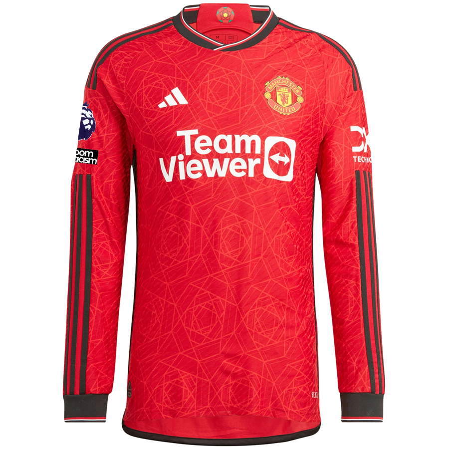 adidas Manchester United Authentic Victor Lindelof Long Sleeve Home Jersey w/ EPL + No Room For Racism Patches 23/24 (Team College Red)