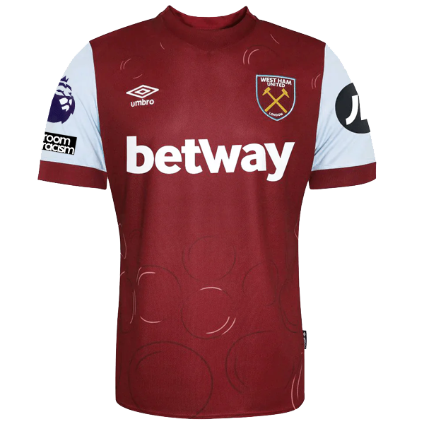 Umbro West Ham United Edson Alvarez Home Jersey w/ EPL + No Room For Racism Patches 23/24 (Claret/Blue)