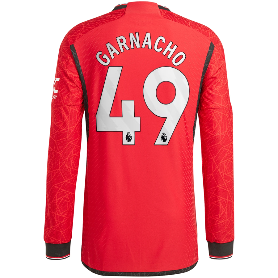 adidas Manchester United Authentic Alejandro Garnacho Long Sleeve Home Jersey w/ EPL + No Room For Racism Patches 23/24 (Team College Red)