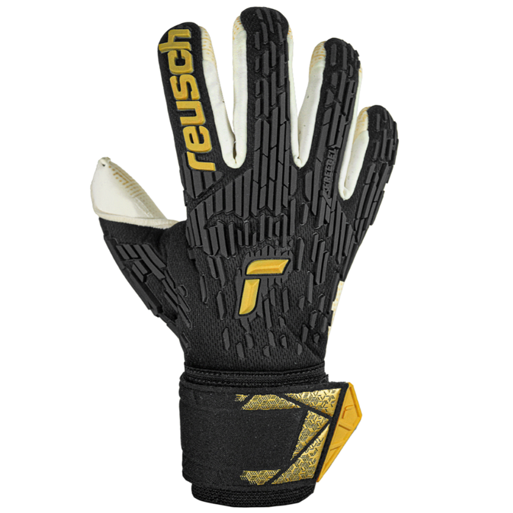 Reushc Attrakt Freegel Gold X Glueprint Finger Support Goalkeeper Gloves (Black/Gold)