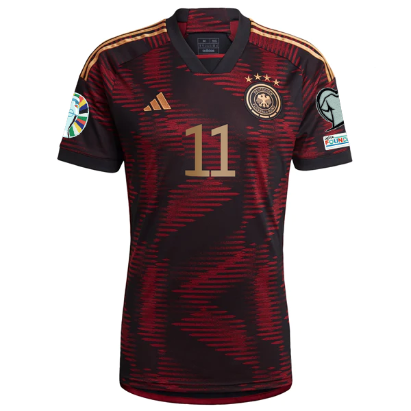 adidas Germany Mario Gotze Away Jersey w/ Euro Qualifier Patches 22/23 (Black/Burgundy)