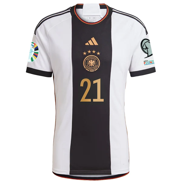 adidas Germany Ilkay Gundogan Home Jersey w/ Euro Qualifying Patches 22/23 (White/Black)