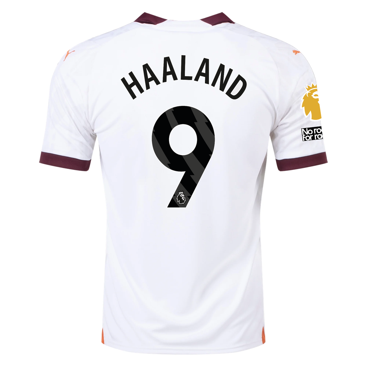 Puma Manchester City Erling Haaland Away Jersey w/ EPL + No Room For Racism Patches 23/24 (Puma White/Aubergine)