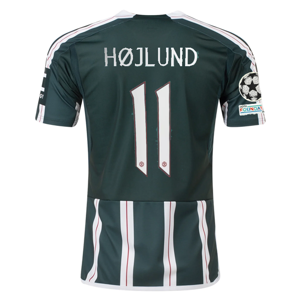 adidas Manchester United Rasmus Hojlund Away Jersey w/ Champions League Patches 23/24 (Green Night/Core White)