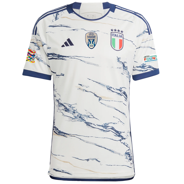 adidas Italy Away Jersey w/ Nations League + Euro Champion Patch 22/23 (Off White)