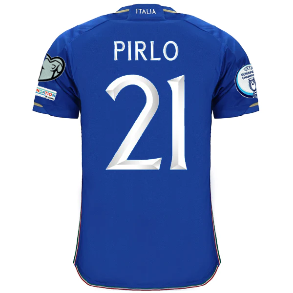 adidas Italy ANDREA PIRLO Home Jersey w/ Euro Champion + Euro Qualifer Patches 22/23 (Blue)