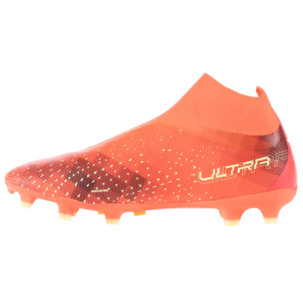 Puma Ultra Match+ Laceless FG/AG Soccer Cleats (Coral/Fizzy Light/Black)