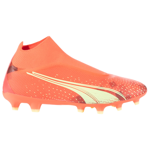 Puma Ultra Match+ Laceless FG/AG Soccer Cleats (Coral/Fizzy Light/Black)