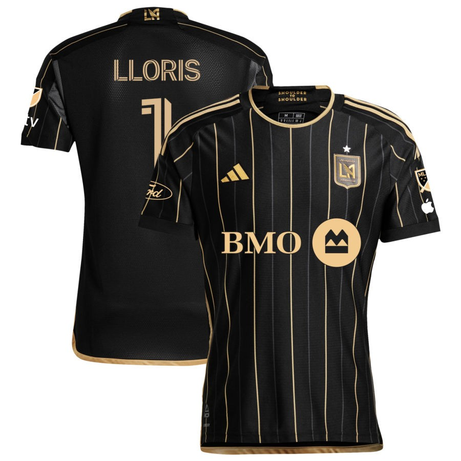 adidas LAFC Authentic Hugo Lloris Home Jersey w/ MLS + Apple TV + Ford Patches 24/25 (Black/Gold)