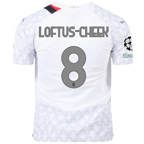 Puma AC Milan Authentic Loftus-Cheek Away Jersey w/ Champions League Patches 23/24 (Puma White/Feather Grey)