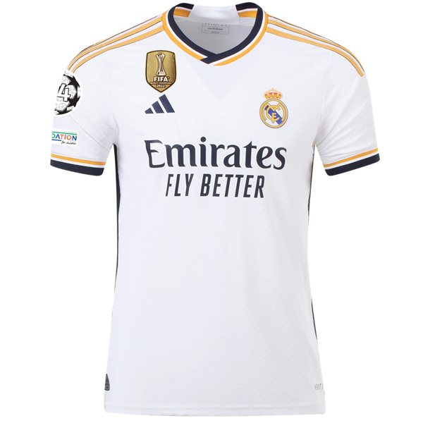 adidas Real Madrid Authentic Jude Bellingham Home Jersey w/ Champions League + Club World Cup Patches 23/24 (White)