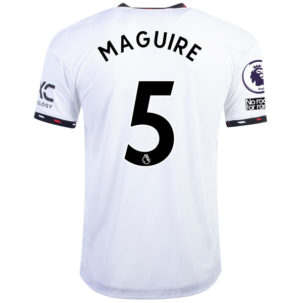 adidas Manchester United Harry Maguire Authentic Away Jersey w/ EPL + No Room For Racism Patches 22/23 (White/Black)