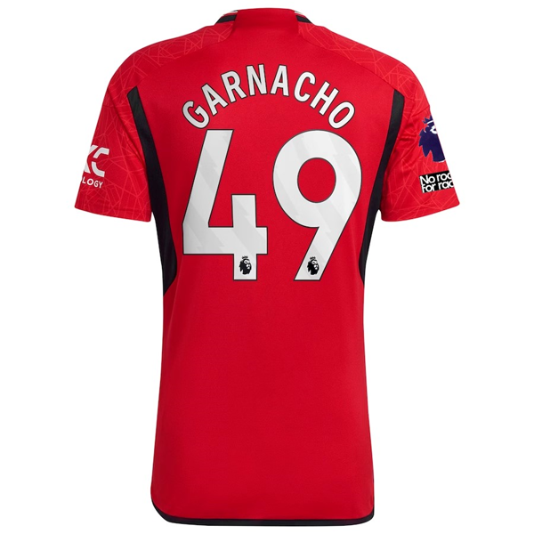 adidas Manchester United Alejandro Garnacho Home Jersey 23/24 w/ EPL + No Room For Racism Patches (Team College Red)