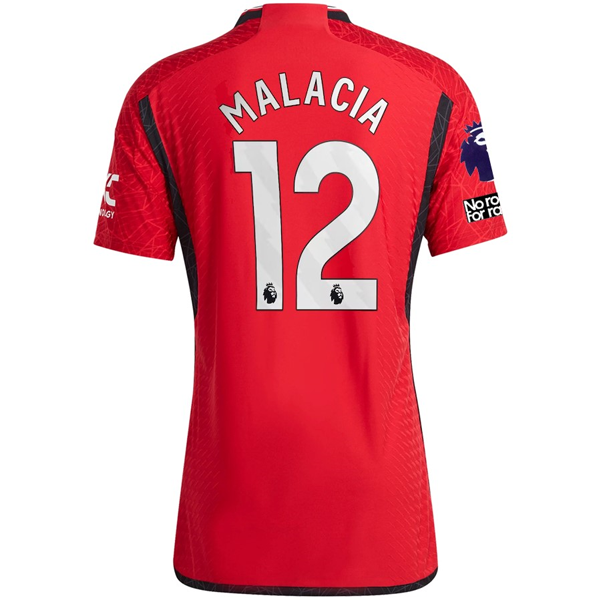 adidas Manchester United Authenitc Tyrell Malacia Home Jersey 23/24 w/ EPL + No Room For Racism Patches (Team College Red)