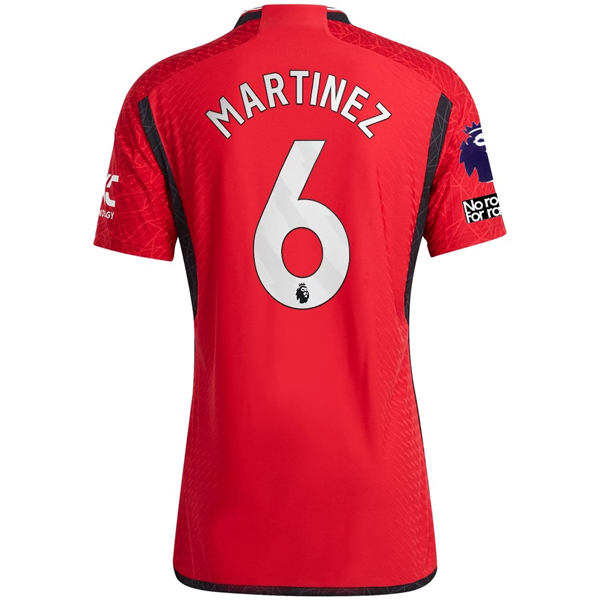 adidas Manchester United Authenitc Lisandro Martinez Home Jersey 23/24 w/ EPL + No Room For Racism Patches (Team College Red)