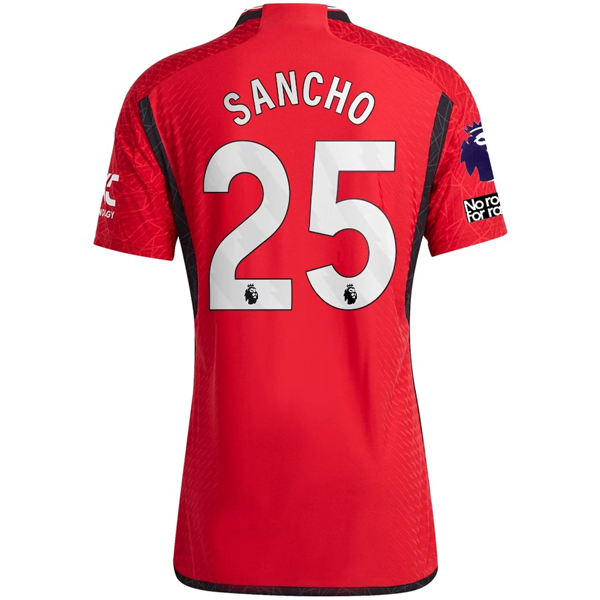 adidas Manchester United Authentic Jadon Sancho Home Jersey 23/24 w/ EPL + No Room For Racism Patches (Team College Red)